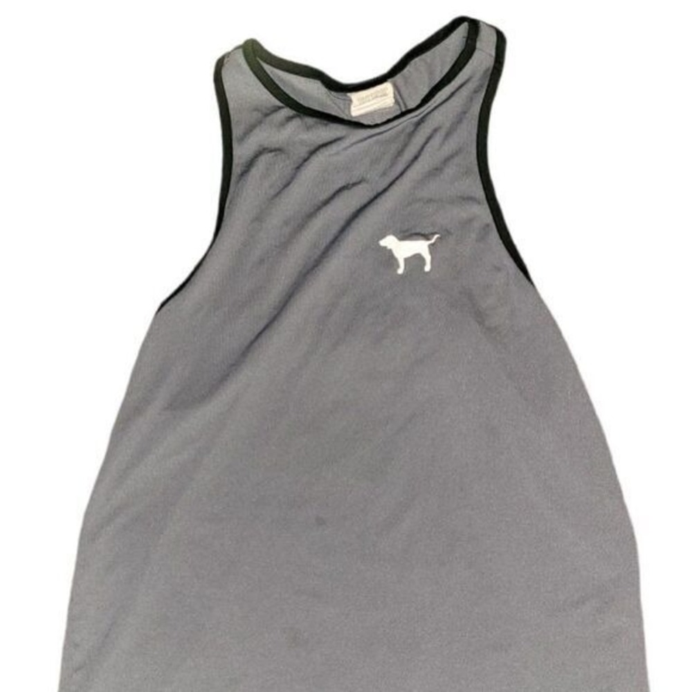 VICTORIA'S SECRET PINK Tank Top Women XS Gray Double Sided Dog‎ Logo Athleisure
